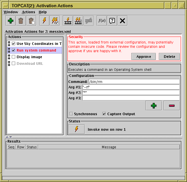 Activation Window configured with security implications