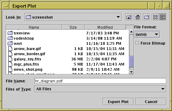 Plot export window