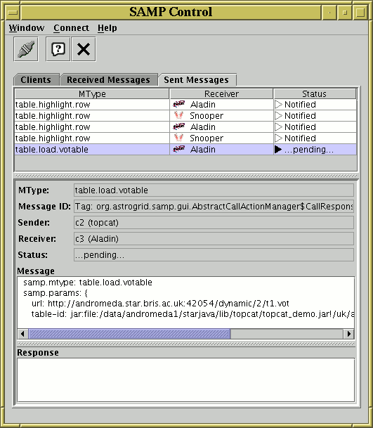 SAMP Window Sent Messages tab