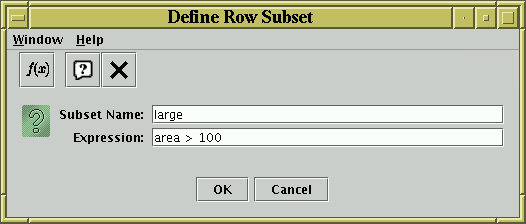 Algebraic Subset dialogue window