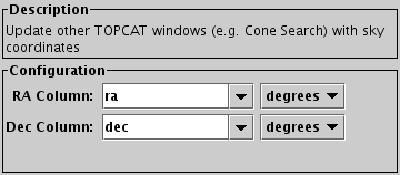 Configuration for
             Use Sky Coordinates in TOPCAT action