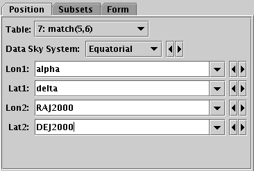 Position tab of Pair Position layer control,
             for Sky plot