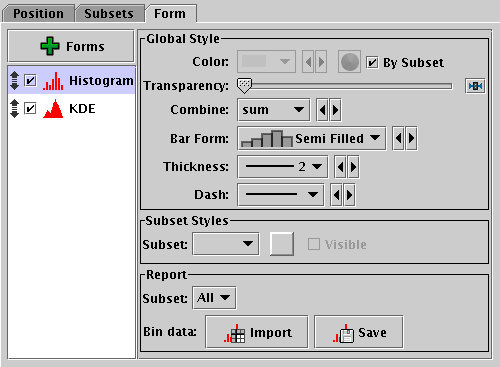 Form tab of Histogram layer control