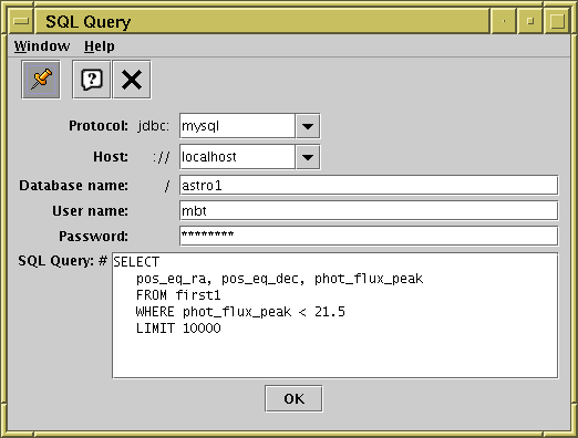 SQL Query Table Load Dialogue