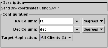 Configuration for Send Sky Coordinates action