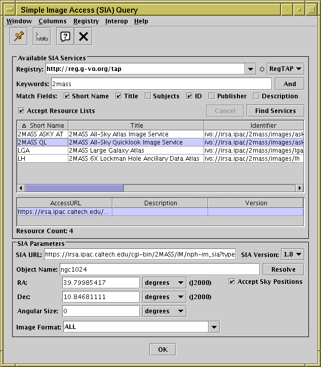 SIA query load dialog