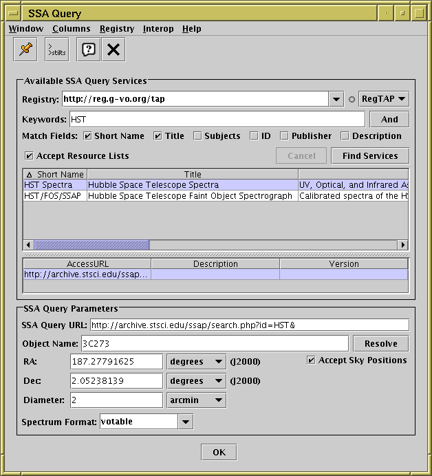 SSA query load dialog