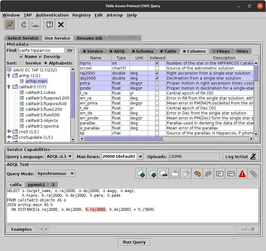 Table Access Protocol Window