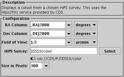 Configuration for Display HiPS Cutout action
