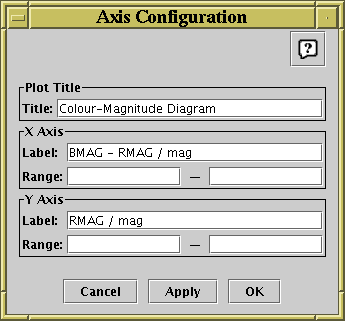 Axis Configuration Dialogue for 2-d axes