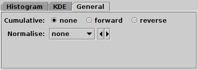 General tab of histogram window Bins fixed control