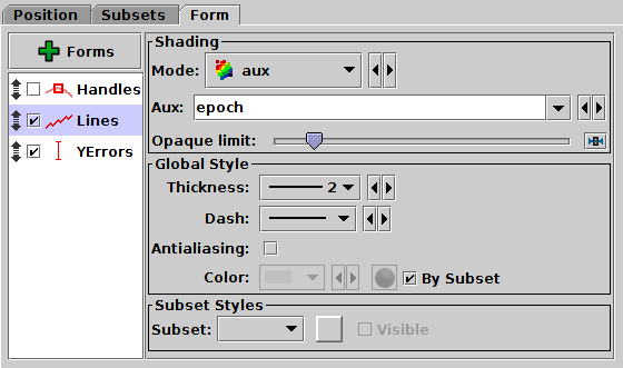 Form tab of XYArray layer control