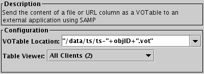 Configuration for Send VOTable action